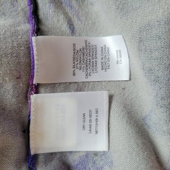 Anne Klein Purple/Gray Floral Sleeveless Blouse Shell M Silk Cashmere - Picture 5 of 5